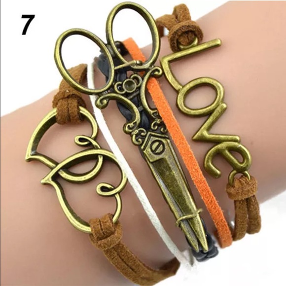 Love scissor heart bracelet
