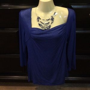 Blue shimmer figure fitting cable snd gauge shirt