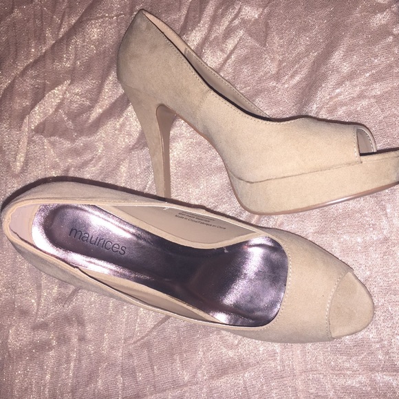 Beige high heels peep toe homecoming
