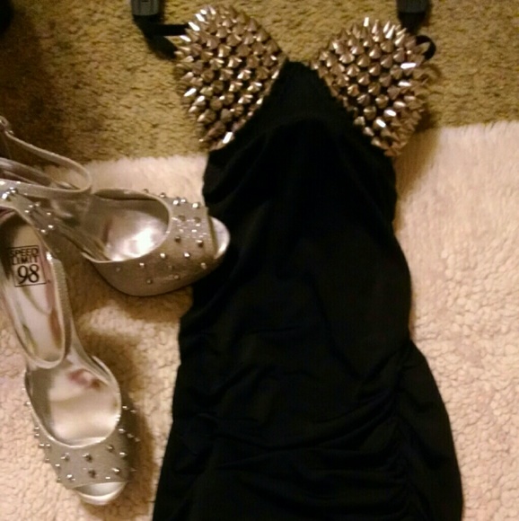 BEAUTIFUL SEXY STUDDED/SPIKED LITTLE BLACK DRESS