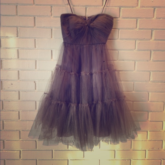 Anthropologie Va Et Vien Gray Tulle Dress