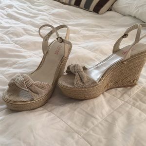 Esprit wedges canvas cream/tan size 7.5