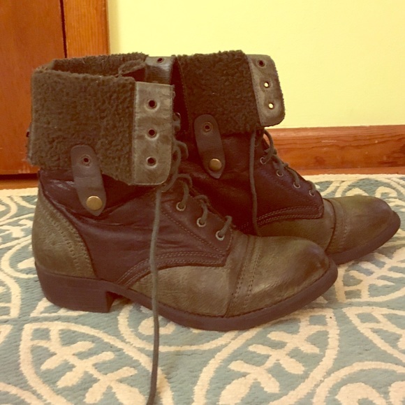 Vegan leather combat boots