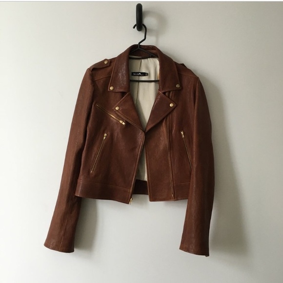 Again Collection Bowie Brown Leather Jacket in XS