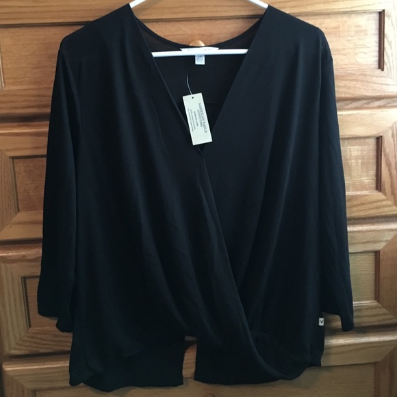 Womens black wrap top