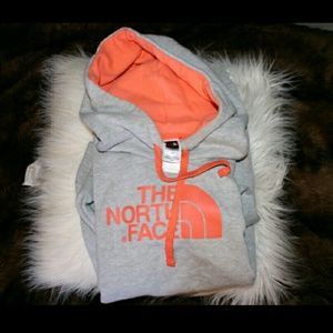 Gray & Pink North Face Hoodie