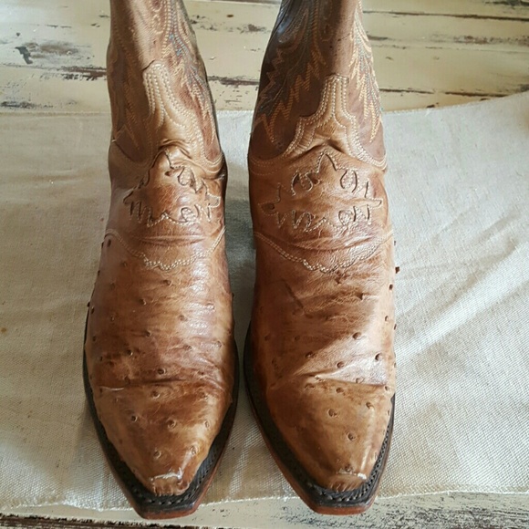 Lucchese 1810 Ostrich Skin Cowboy Boots - Picture 2 of 2