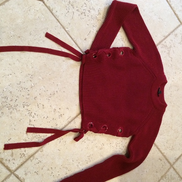 TopShop cropped sweater with lace-up sides