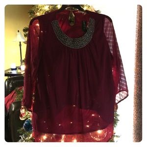 Reduced! Embellished Wine Blouse
