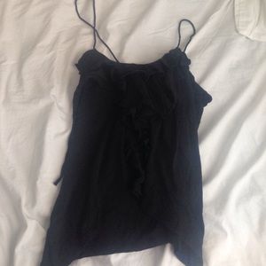 Black ruffled spaghetti strap