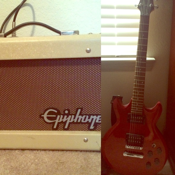 Cherry Red Electric Guitar W/ Amp