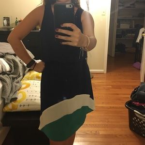 Navy cinched at waist dress