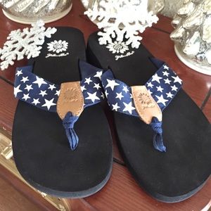 Yellow Box Star Flip Flops