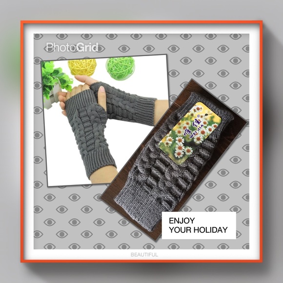 Accessories - Gray winter arm warmer fingerless knit gloves