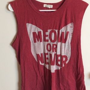 "meow or never" graphic tee.