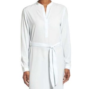 Halogen Dresses - Belted Split Neck Crepe Shift Dress by Halogen Halogen Dresses - Belted Split Neck Crepe Shift Dress by Halogen