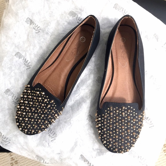Shoes - Gold studded black statement flats Shoes - Gold studded black statement flats