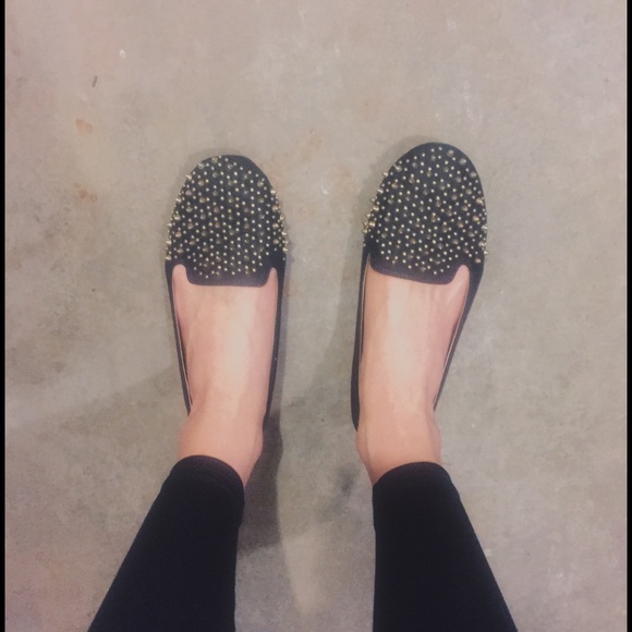 Shoes - Gold studded black statement flats Shoes - Gold studded black statement flats