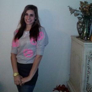 Peace pink and grey 3 quarter shirt.