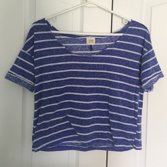 Pacsun purple/ blue & white stripe crop top