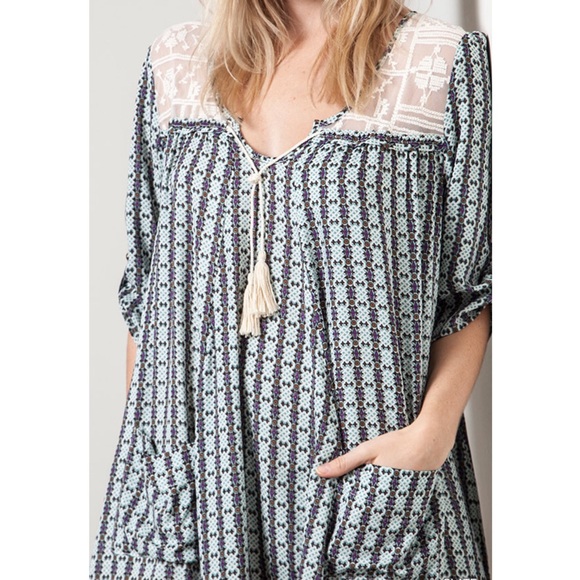 🆕CALYPSO print tunic dress - SLATE BLUE - Picture 2 of 2