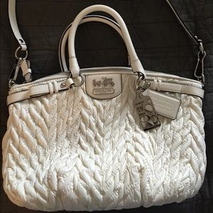 Coach satchel in pearl quilted fabric