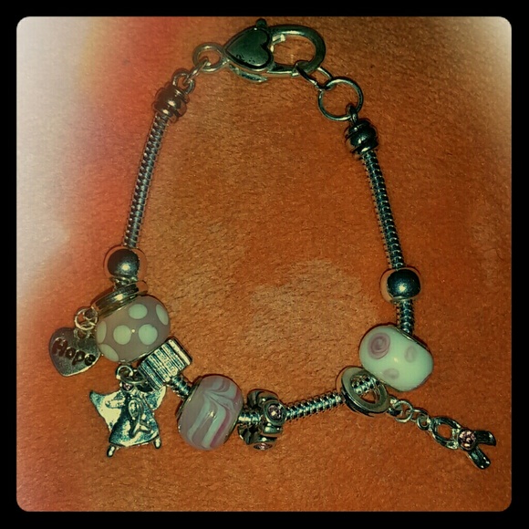 Stainless steel Breast Cancer Awareness Bracelet.