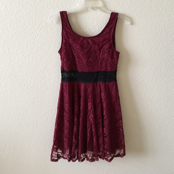 Crimson and Black Lace Dress