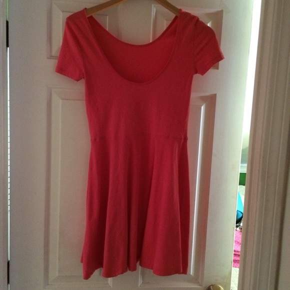 Bright Pink Fit and Flare Skater Dress Scoop Back - Picture 2 of 2