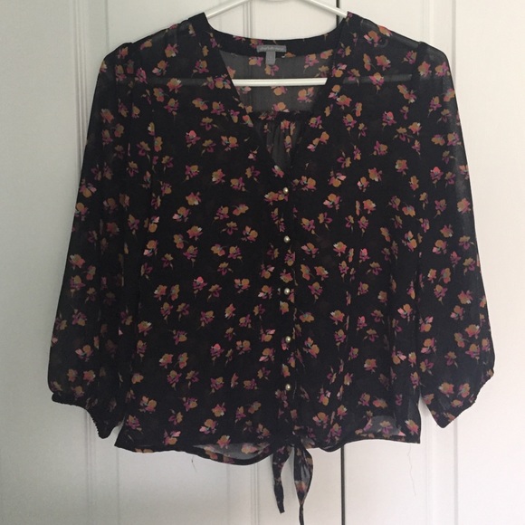 Charlotte Russe Floral sheer 3/4 sleeve blouse