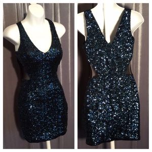 Blue sequin dress