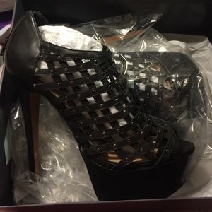Black bootie heels