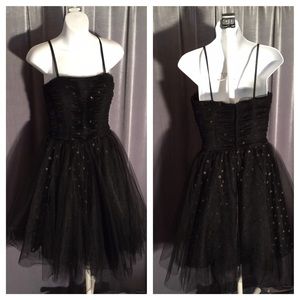 Black Mesh netting with gold dots