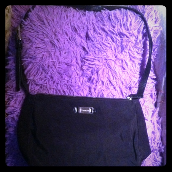 real ralph lauren black messenger bag
