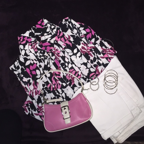 Coach Pink and White Summer Bag