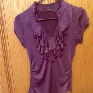 Purple Ruffled v-neck shirt