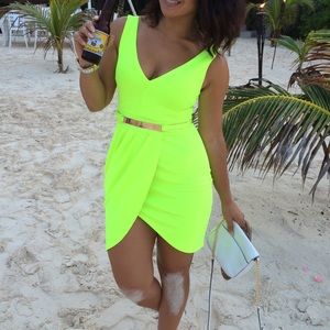Neon green mini dress