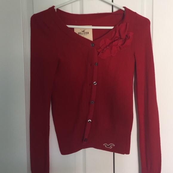 red button down sweater