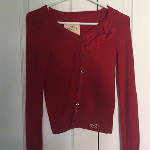 Hollister red button down sweater