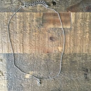 "K" initial necklace, silver and rhinestones