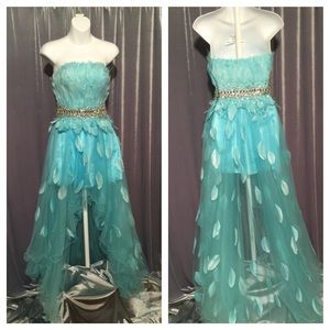 Blue feather gown