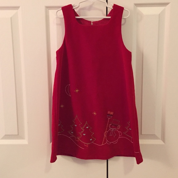 Girls red velvet embroidered Christmas dress