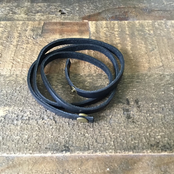 Black leather-like wrap bracelet