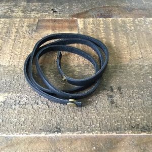 Black leather-like wrap bracelet
