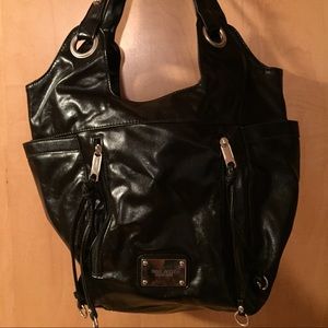 Nine West black patent leather shoulder bag