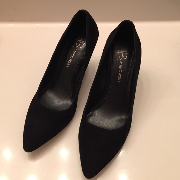 Black suede high heels