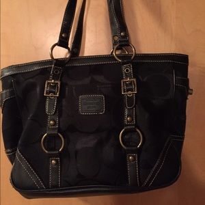Black coach canvas tote
