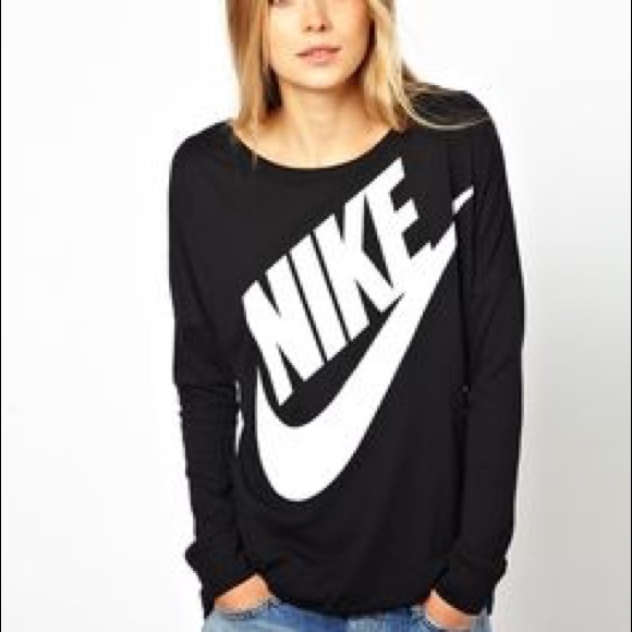 Nike | Black Jersey Long Sleeve Logo Tshirt