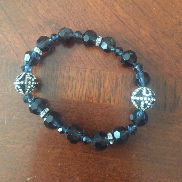 New black dark navy and silver bracelet