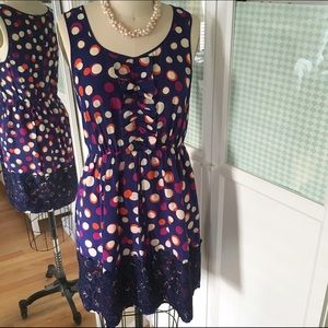 Moulinette Soeurs Polka Dot Lace Trim Silk Dress